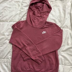 Women's Vintage Nike Cowl Neck Hoodie small Long Sleeve Pullover Rose Burgundy